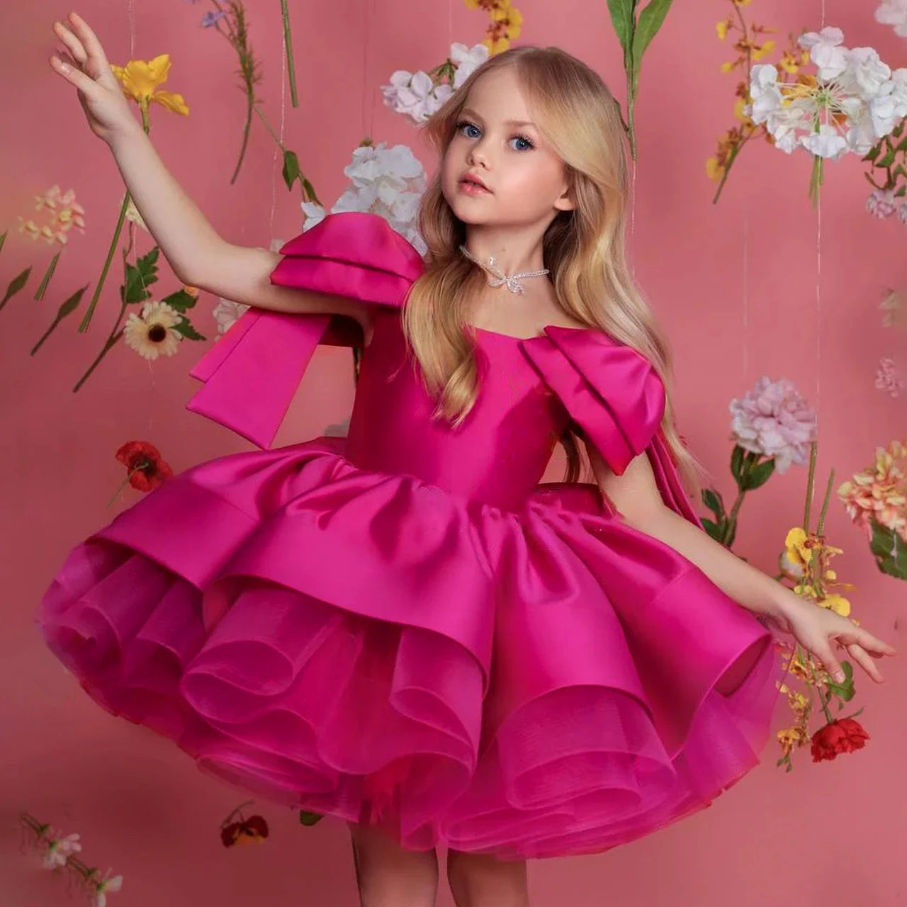 Bow Bubble Sleeves Princess Dress