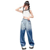 High Waist Dyed Gradient Wide Leg  Jeans