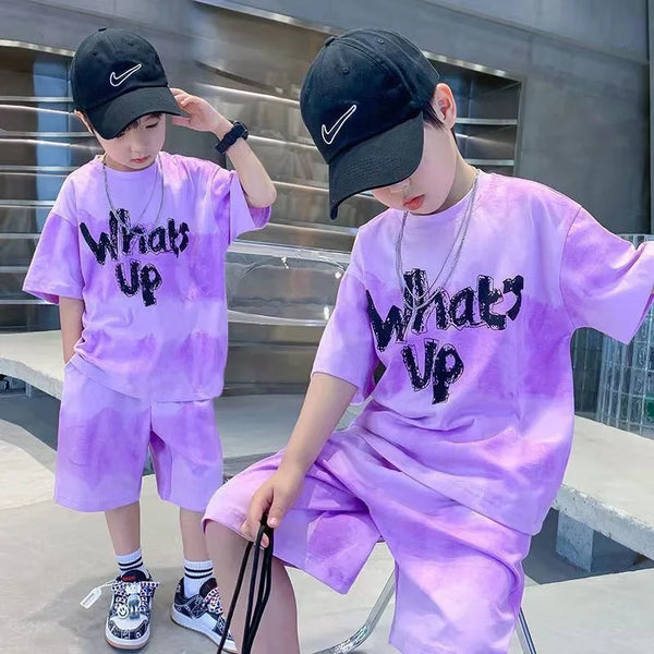 Boys Clothes Gradient Color T-Shirt & Loose Shorts