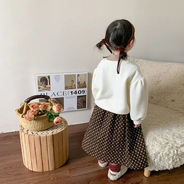 Korean Warm Dot Simple Pleated  Skirt