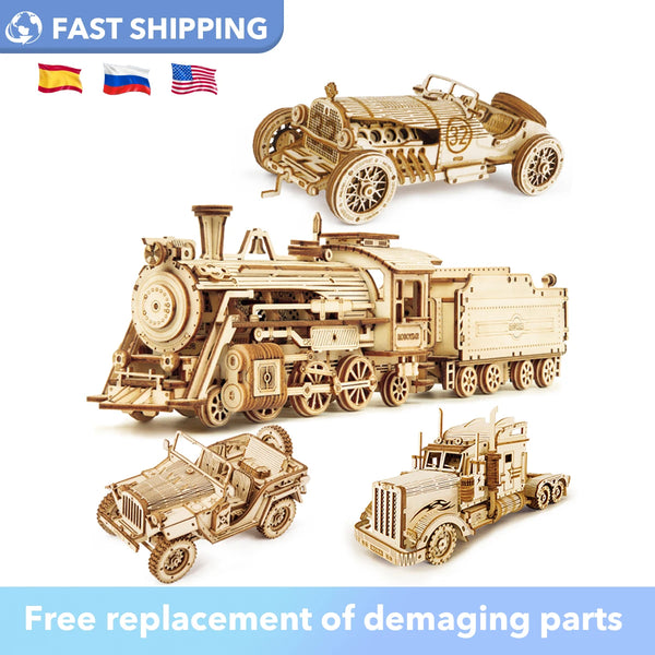 3D Wooden Puzzle Train Model